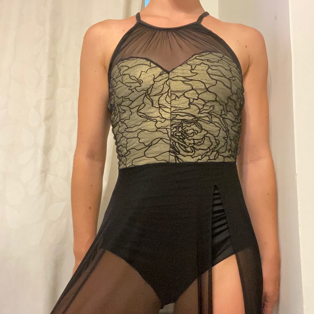gold and black dance costume